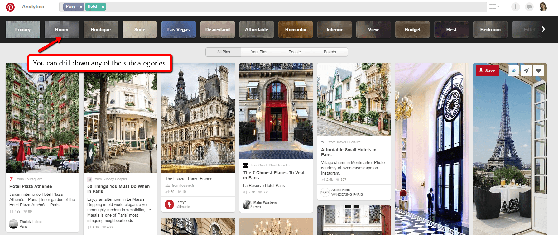 Example Pinterest Guided Search