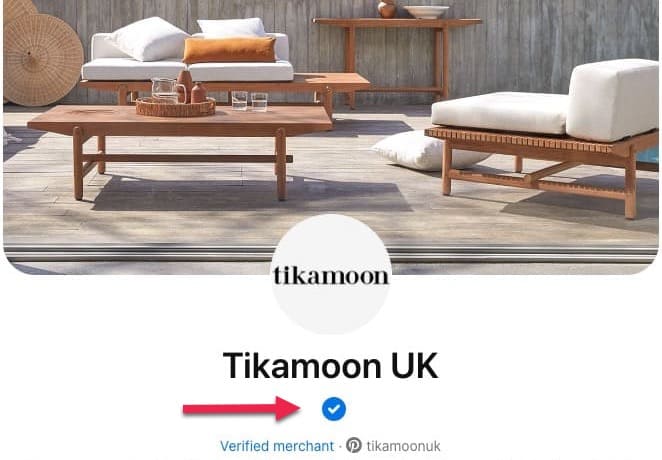 Tikamoon Verified Merchant example - Pinterest for E-commerce