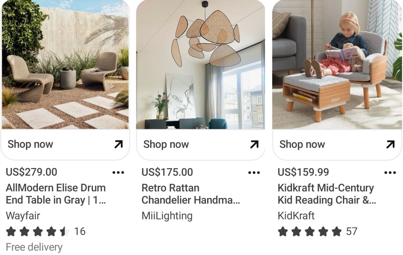 Pinterest Ad Specs - Shopping Ad examples